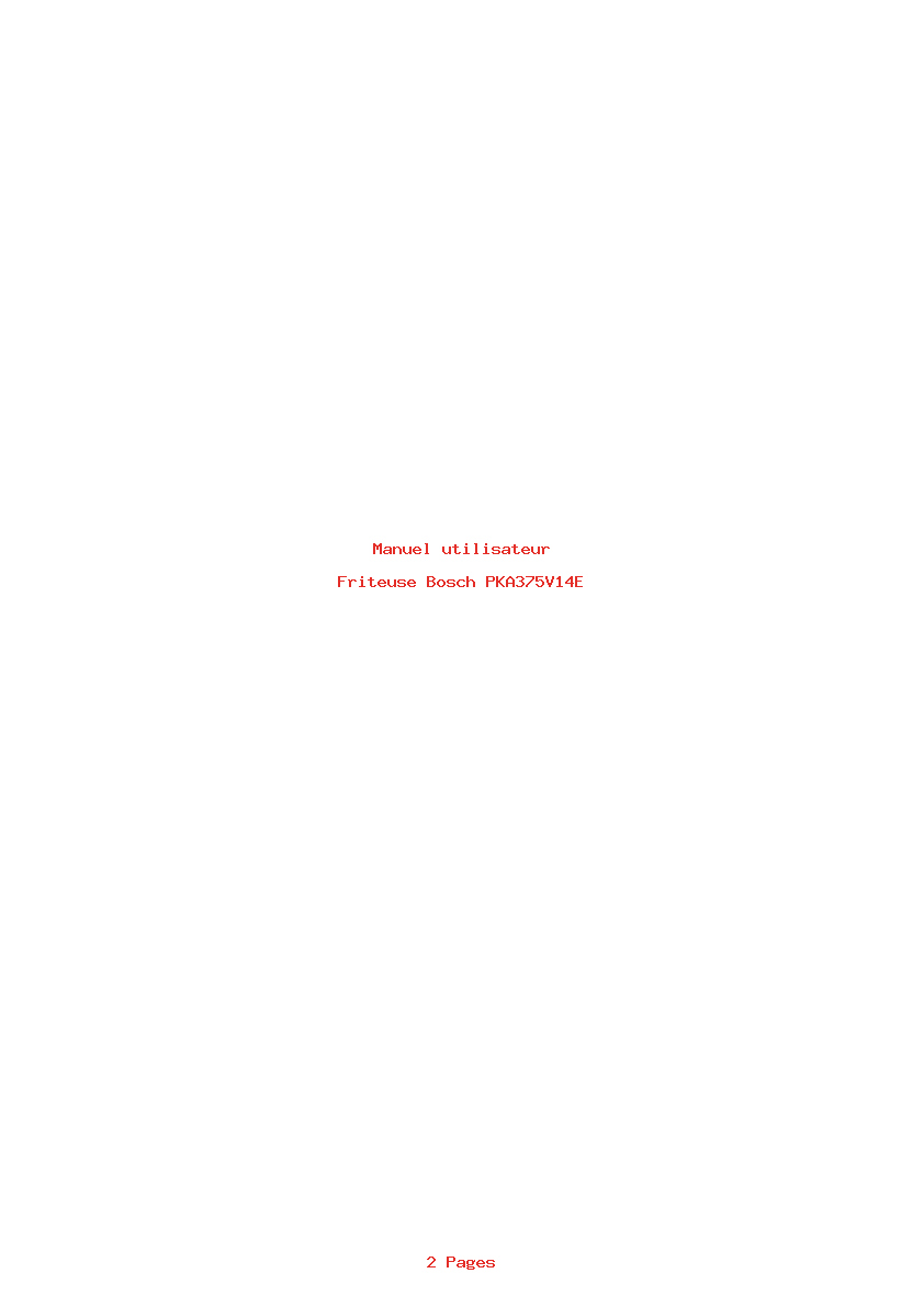 Page 1 de la notice Manuel utilisateur Bosch PKA375V14E