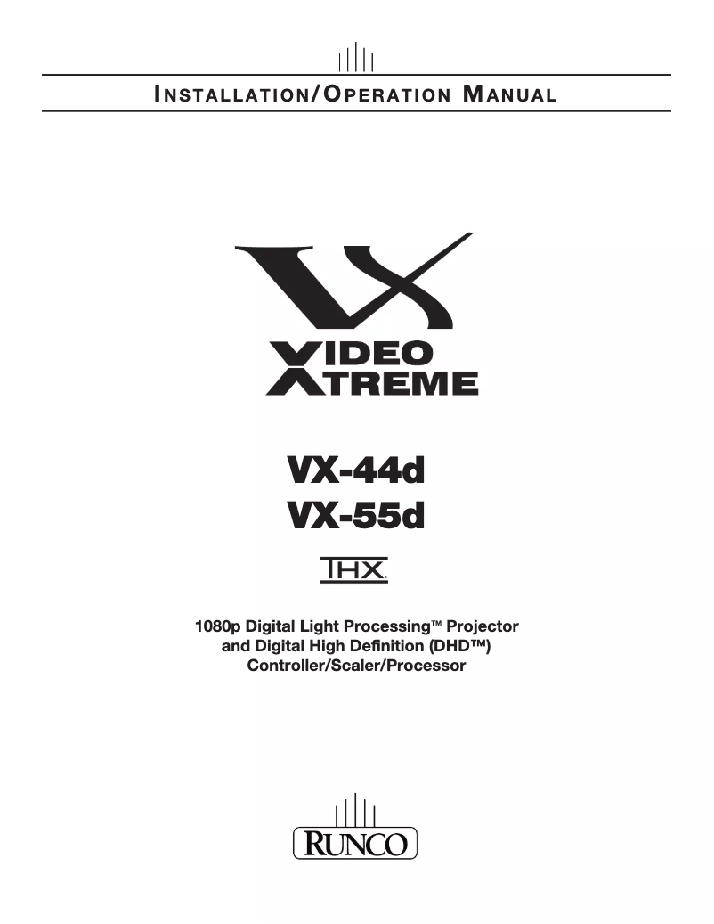 Page 1 de la notice Manuel utilisateur Runco VX-44d