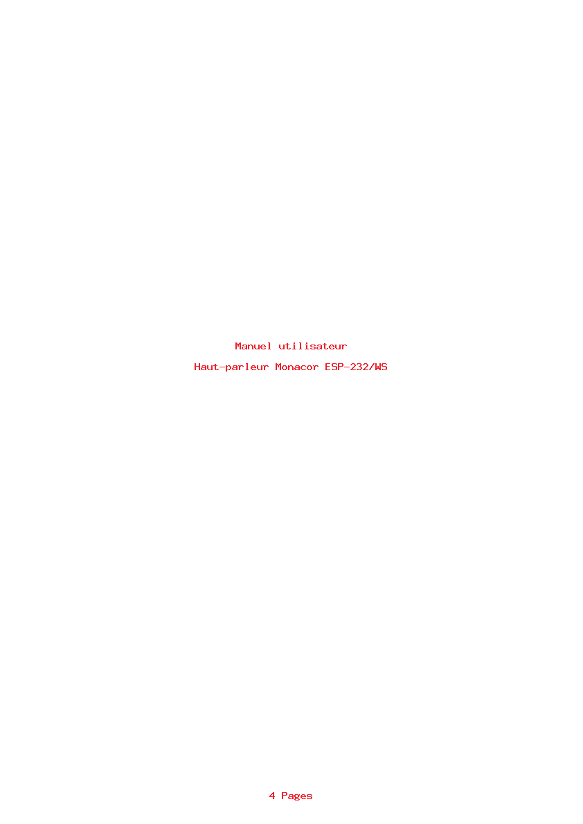 Page 1 de la notice Manuel utilisateur Monacor ESP-232/WS