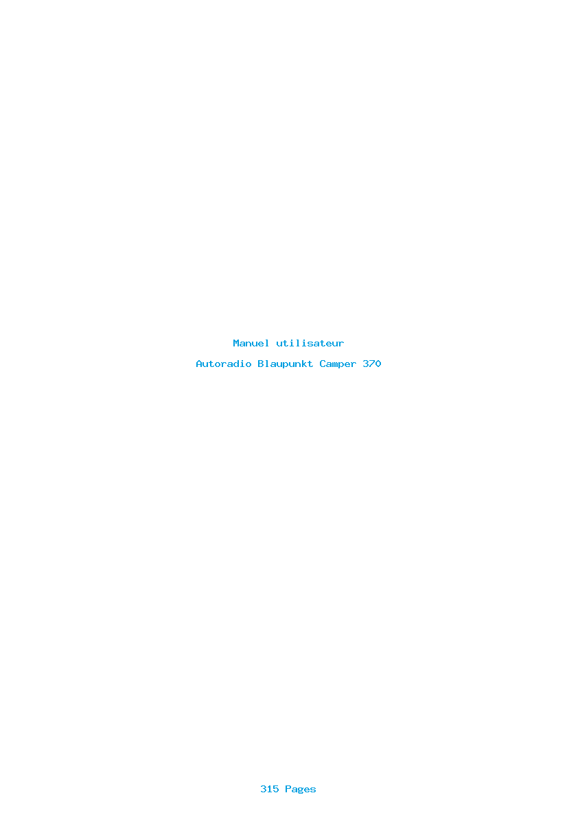 Page 1 de la notice Manuel utilisateur Blaupunkt Camper 370