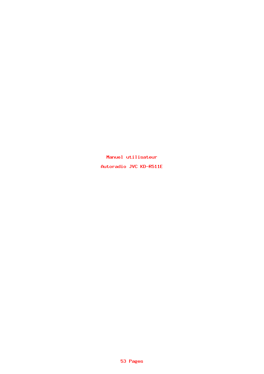 Page 1 de la notice Manuel utilisateur JVC KD-R511E