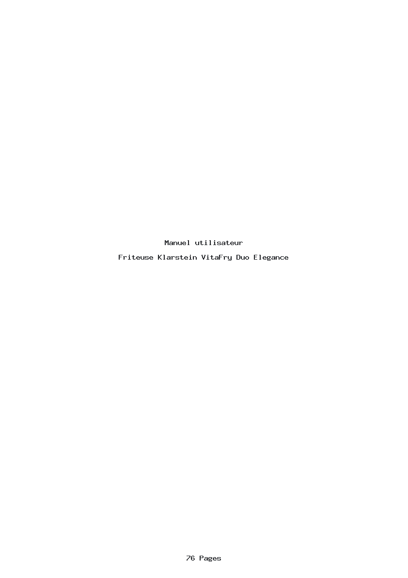 Page 1 de la notice Manuel utilisateur Klarstein VitaFry Duo Elegance