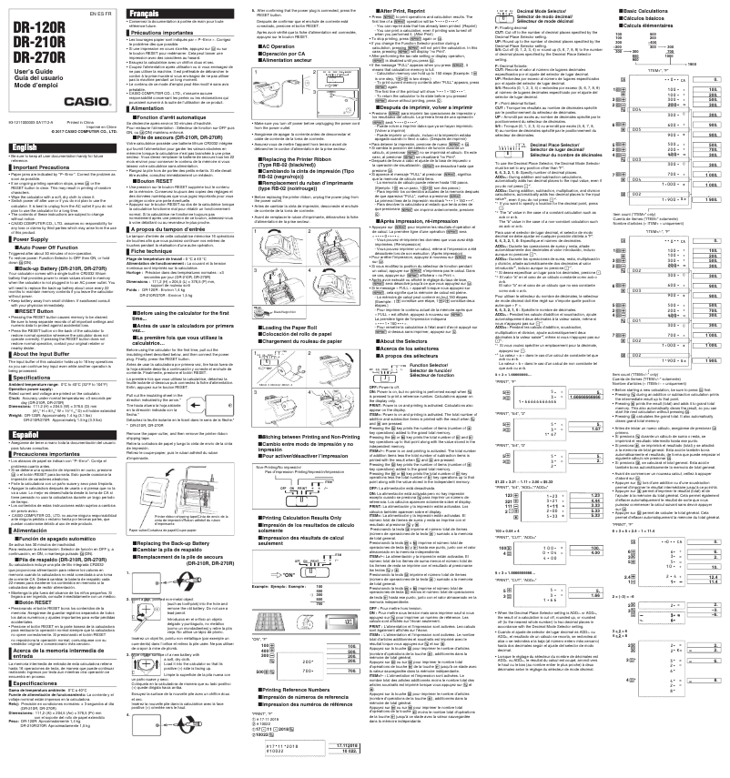Página 1 del manual Manual de usuario Casio DR-270R