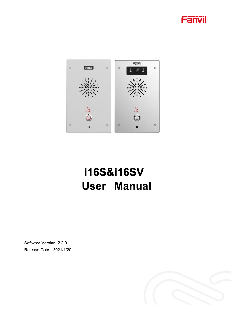 Page 1 of the manual User Manual Fanvil i16SV