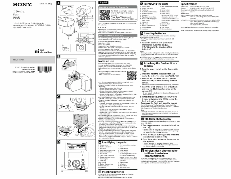 Page n°1 - Mode d'emploi Sony HVL-F60RM2