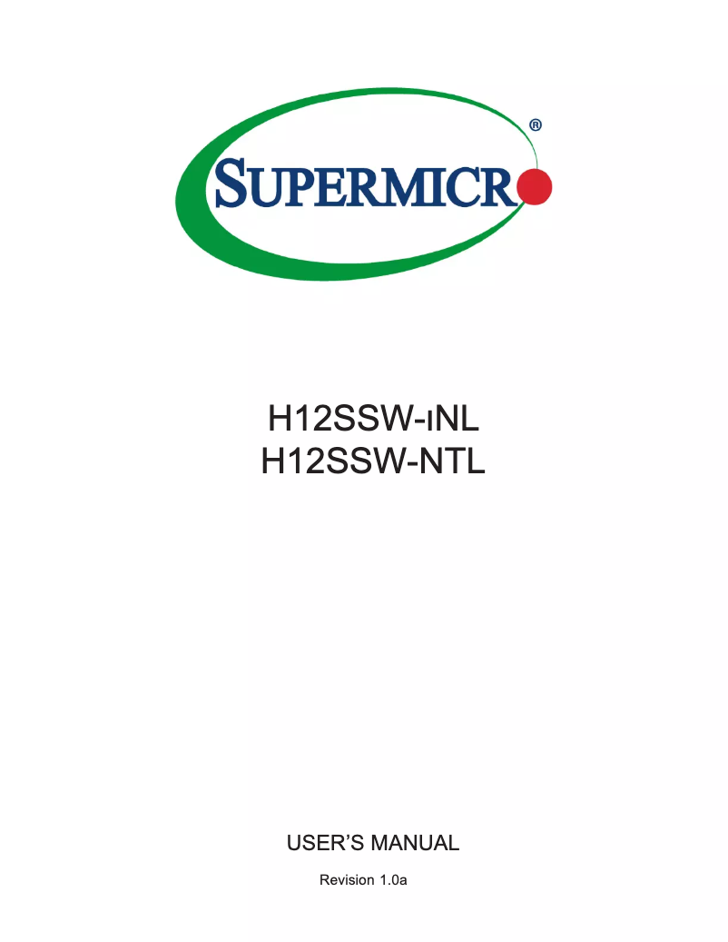Page 1 de la notice Manuel utilisateur Supermicro H12SSW-iNL