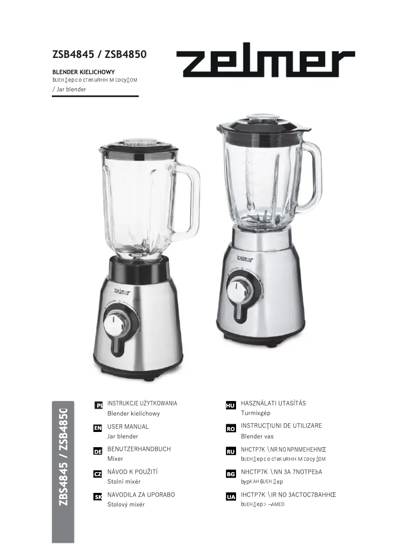 Page 1 de la notice Manuel utilisateur Zelmer ZSB4850