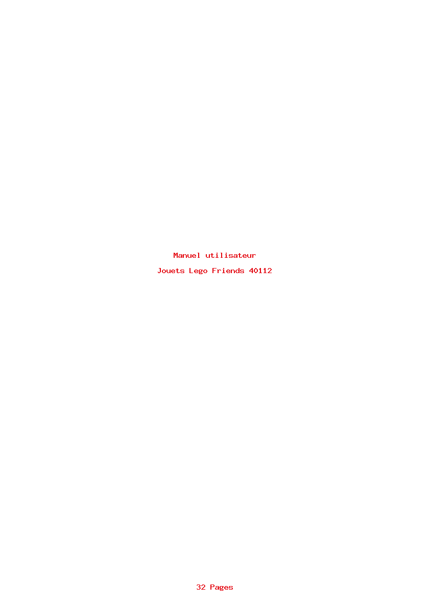 Page 1 de la notice Manuel utilisateur Lego Friends 40112