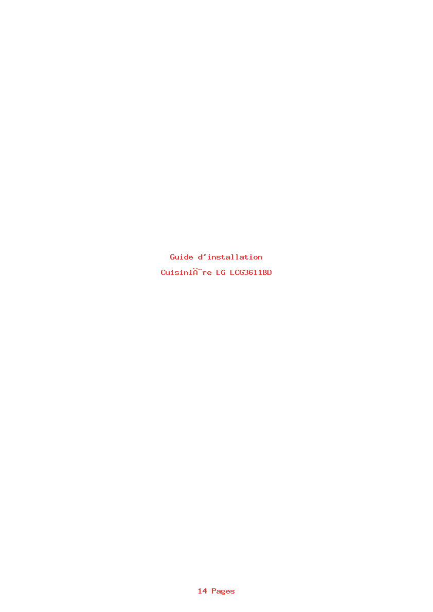 Page 1 de la notice Guide d'installation LG LCG3611BD