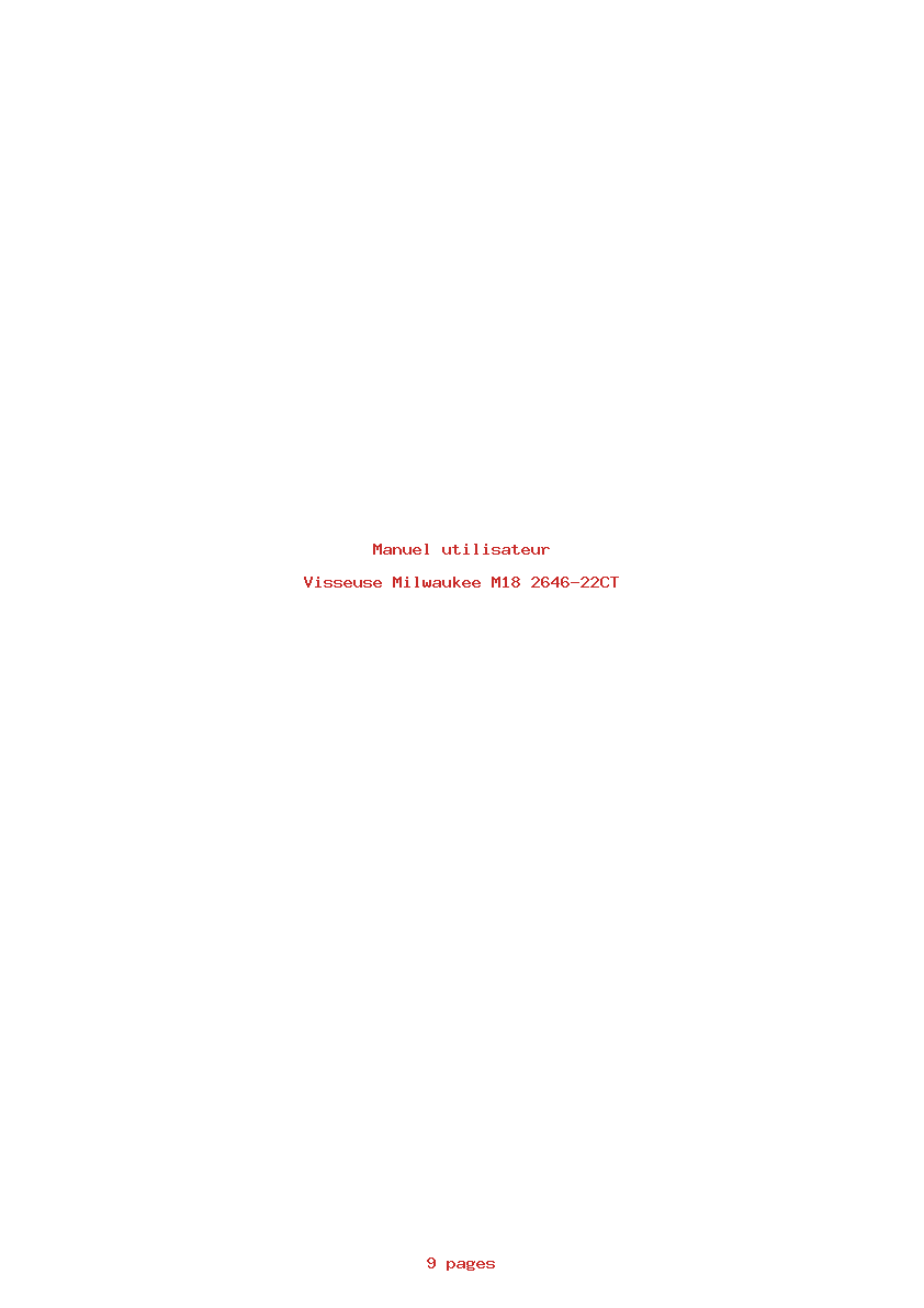 Page 1 de la notice Manuel utilisateur Milwaukee M18 2646-22CT