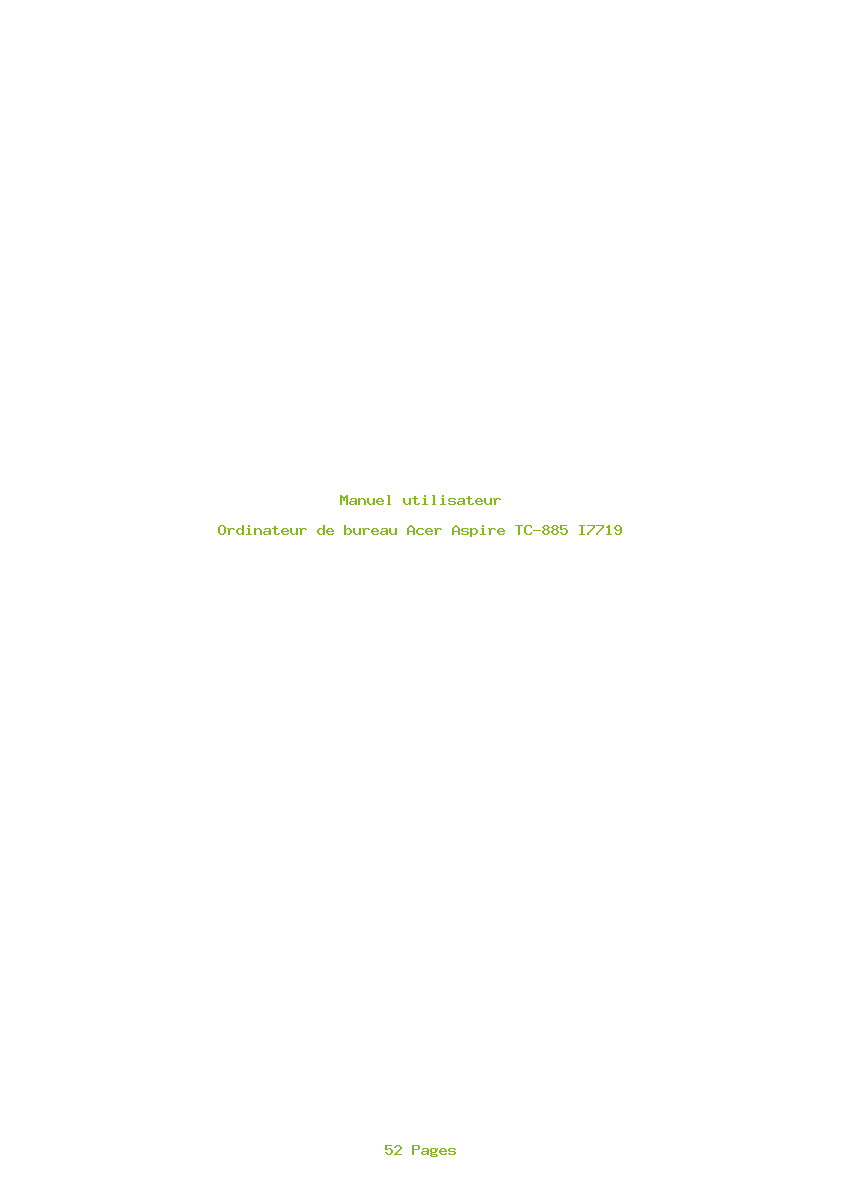 Page 1 de la notice Manuel utilisateur Acer Aspire TC-885 I7719
