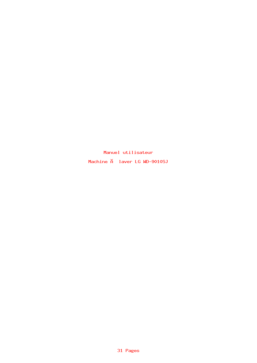 Page 1 de la notice Manuel utilisateur LG WD-9010SJ