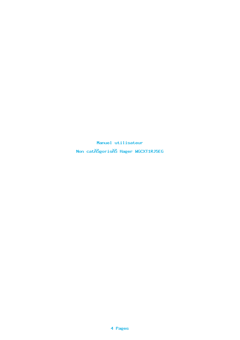 Page 1 de la notice Manuel utilisateur Hager WGCXT1RJ5EG