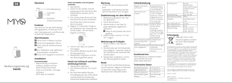 Page 1 de la notice Manuel utilisateur MIYO Ventil