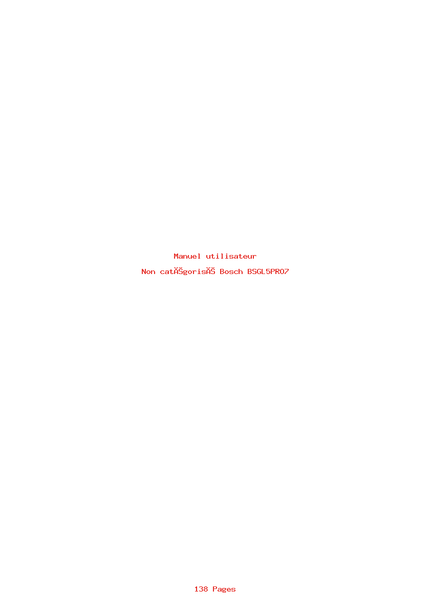 Page 1 de la notice Manuel utilisateur Bosch BSGL5PRO7