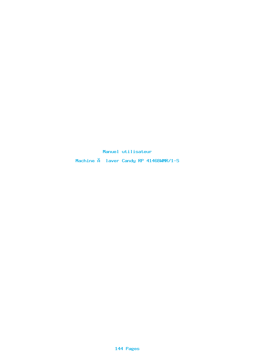 Page 1 de la notice Manuel utilisateur Candy RP 4146BWMR/1-S