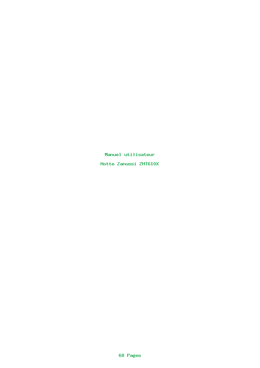 Page 1 de la notice Manuel utilisateur Zanussi ZHT610X