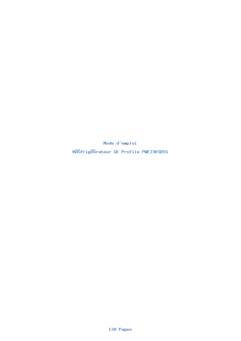 Page 1 de la notice Mode d'emploi GE Profile PWE23KSDSS