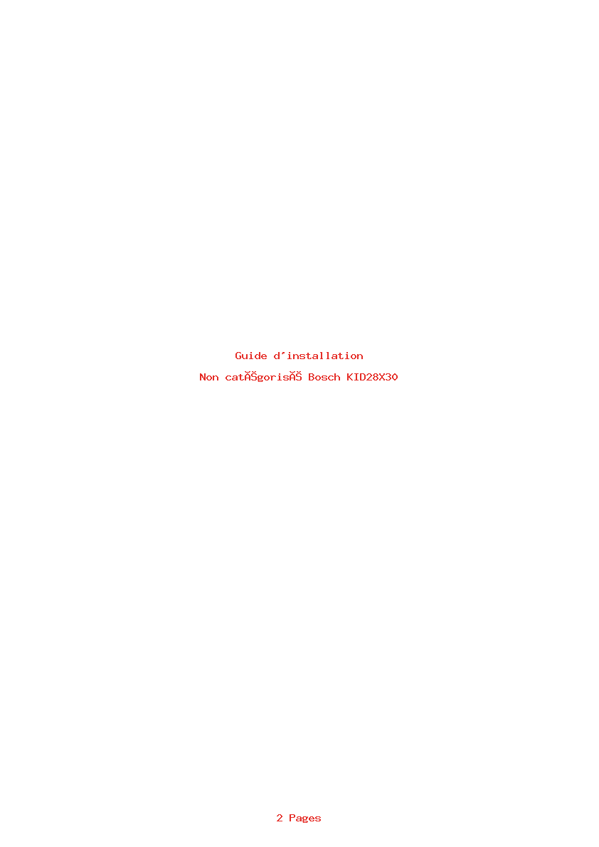 Page 1 de la notice Guide d'installation Bosch KID28X30