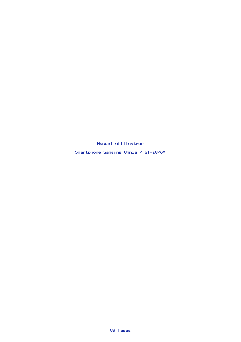 Page 1 de la notice Manuel utilisateur Samsung Omnia 7 GT-i8700