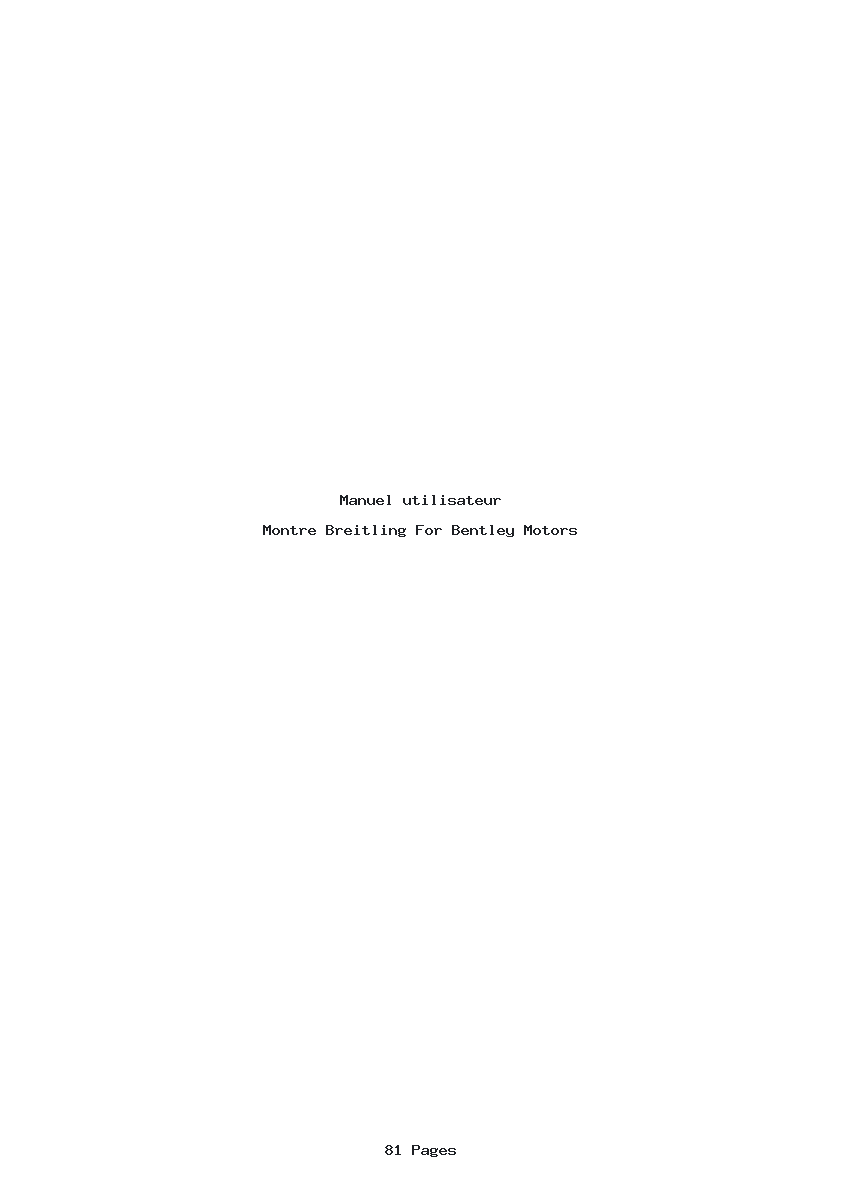 Page 1 de la notice Manuel utilisateur Breitling For Bentley Motors