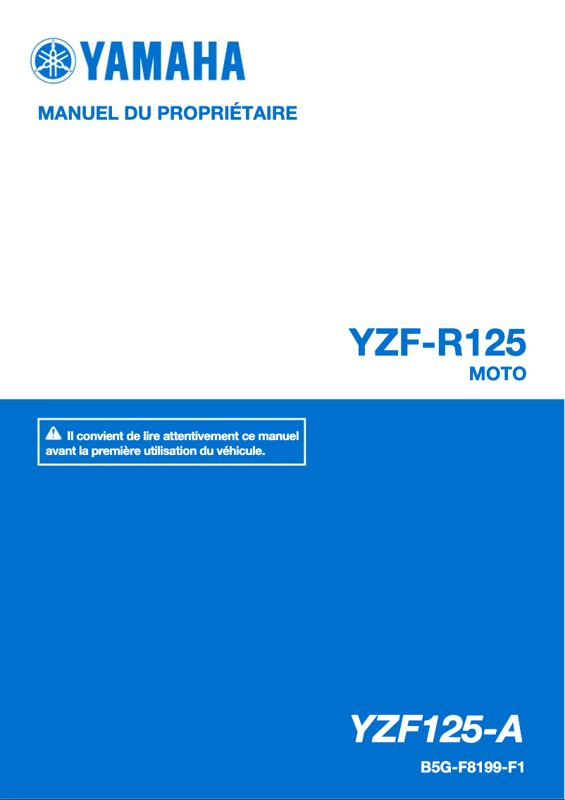 Page 1 de la notice Manuel utilisateur Yamaha YZF-R125 (2020)
