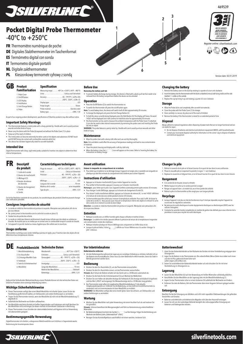 Page 1 de la notice Manuel utilisateur Silverline 469539