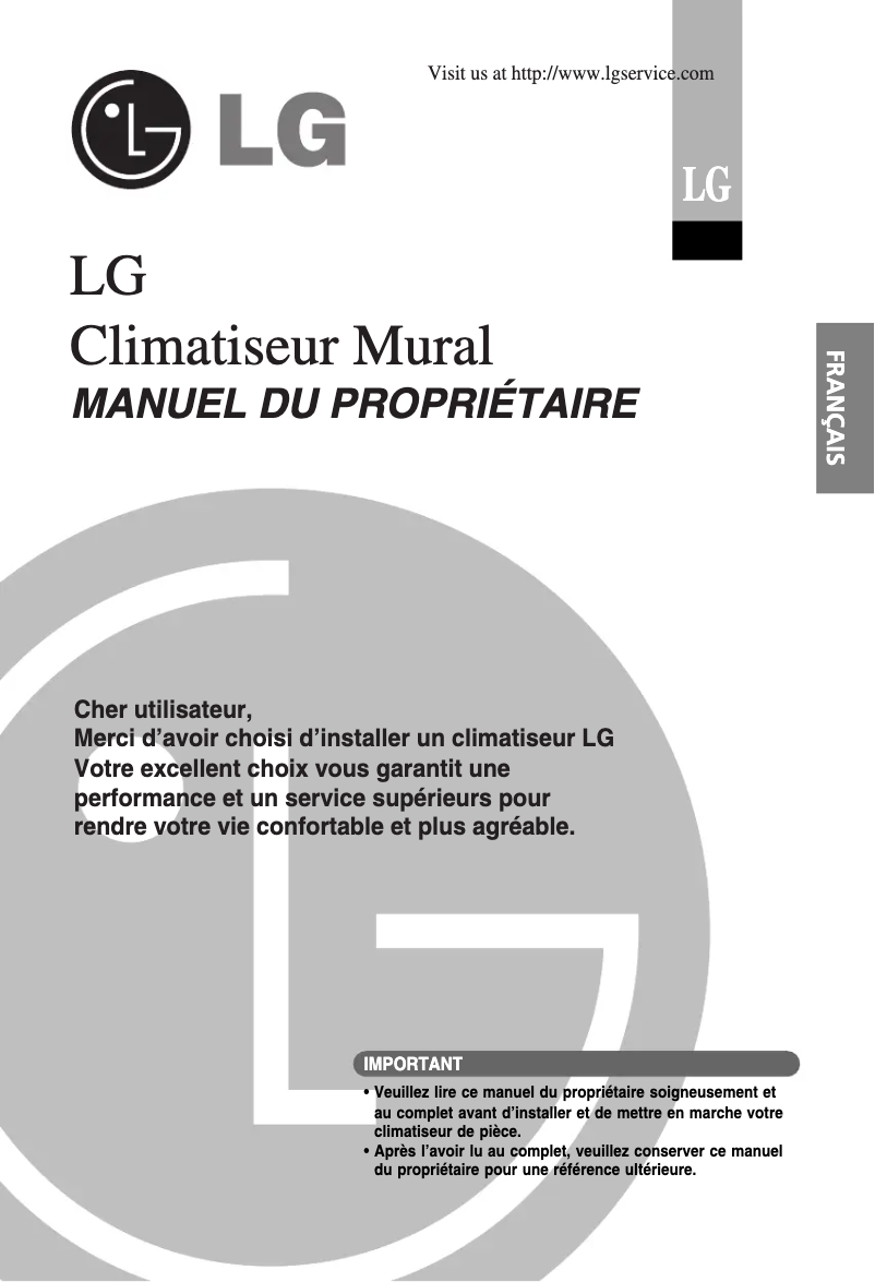 Page 1 de la notice Manuel utilisateur LG LSNH0764DM0
