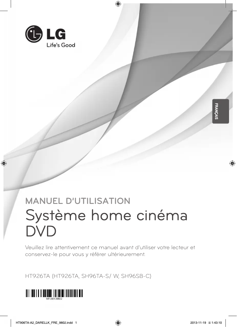 Page 1 de la notice Manuel utilisateur LG HT916TA