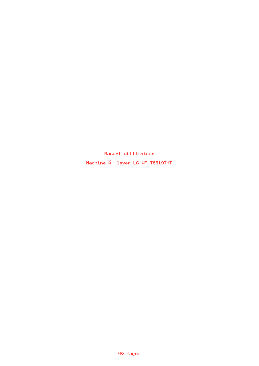 Page 1 de la notice Manuel utilisateur LG WF-T8519THT