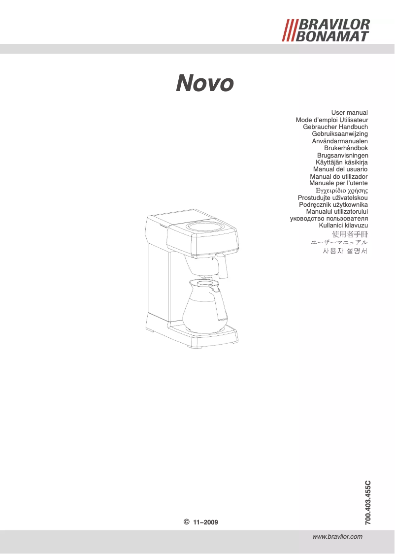 Página 1 del manual Manual de usuario Bravilor Novo