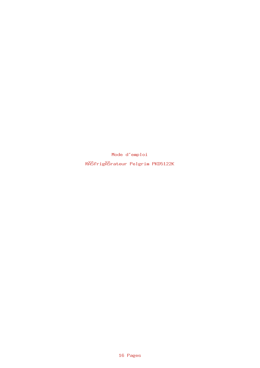 Page 1 de la notice Mode d'emploi Pelgrim PKD5122K