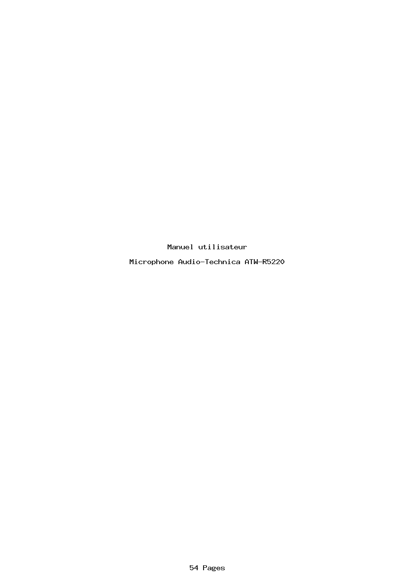 Page 1 de la notice Manuel utilisateur Audio-Technica ATW-R5220