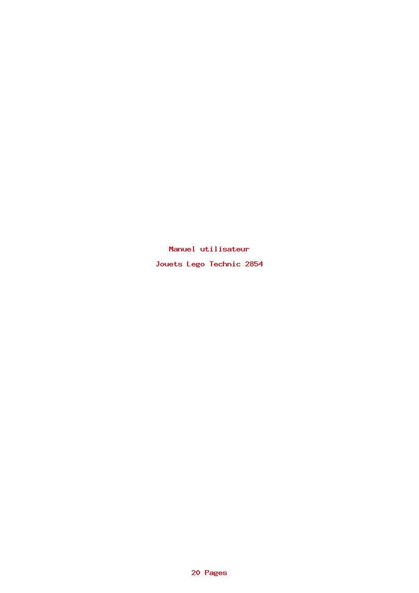 Page 1 de la notice Manuel utilisateur Lego Technic 2854