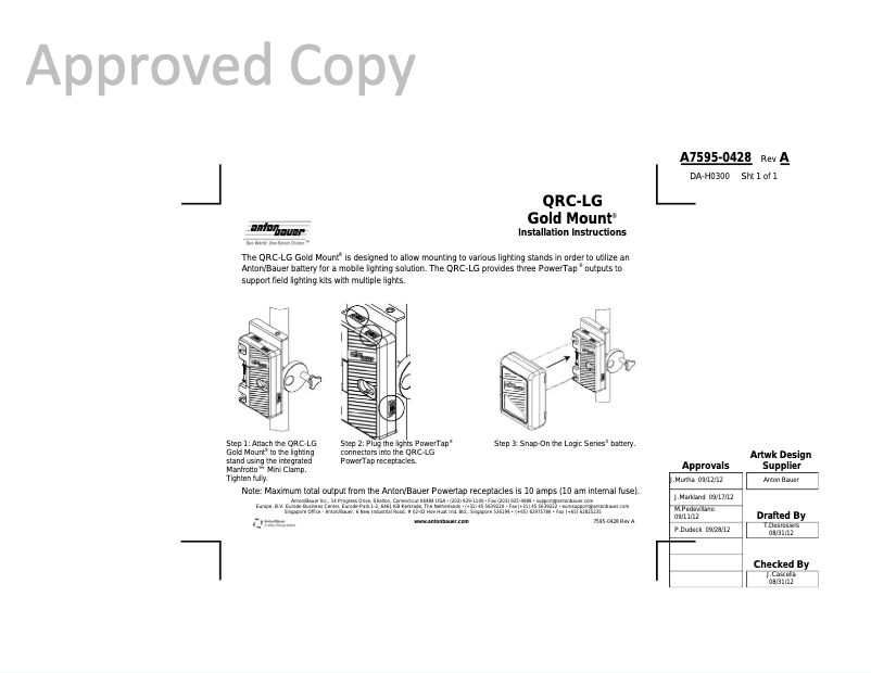 Page 1 of the manual User Manual Anton/Bauer QRC-LG