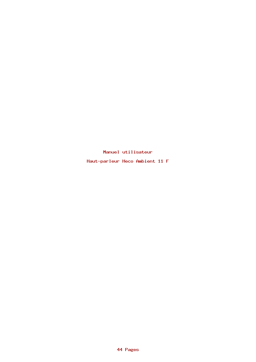 Page 1 de la notice Manuel utilisateur Heco Ambient 11 F