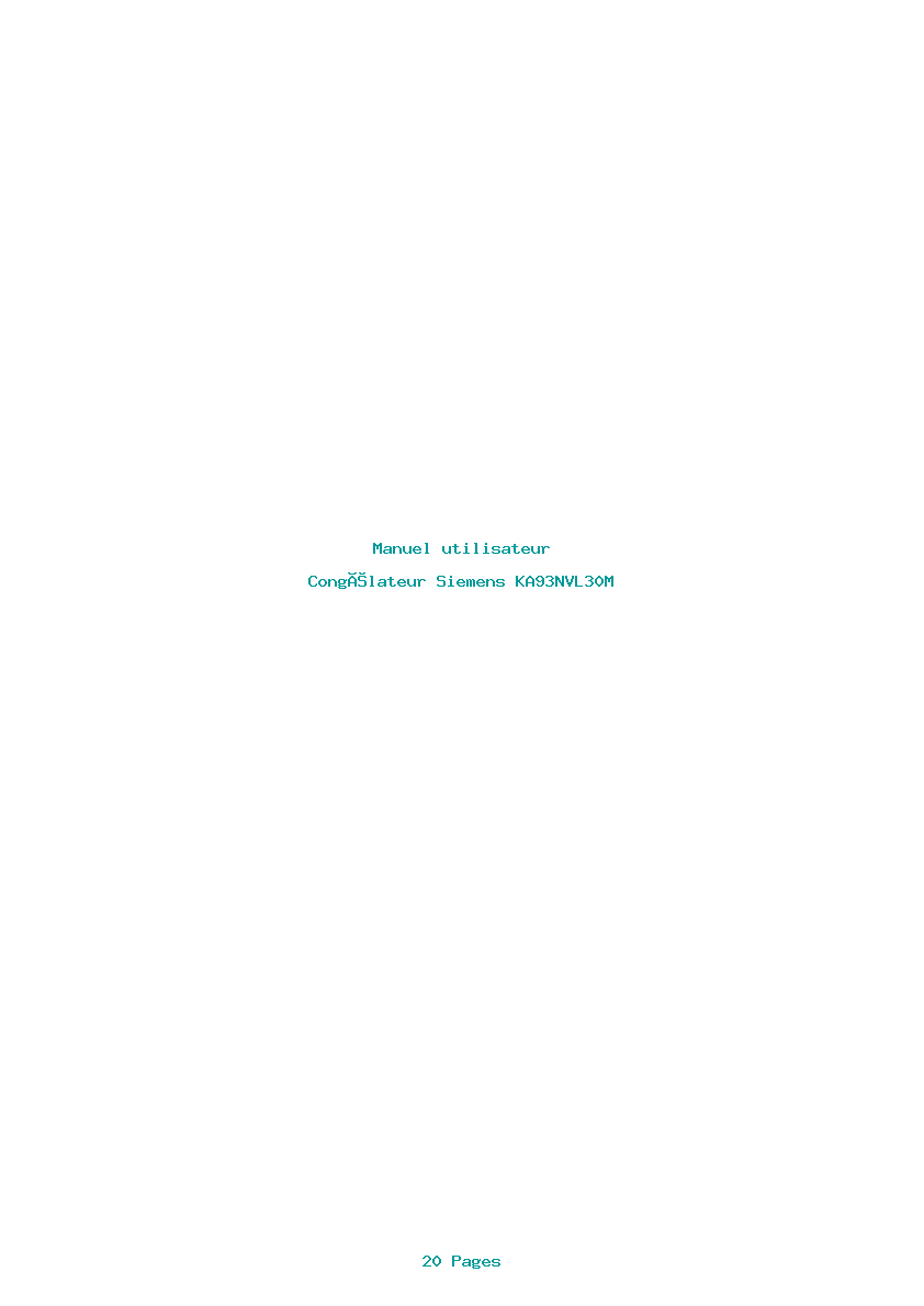 Page 1 de la notice Manuel utilisateur Siemens KA93NVL30M