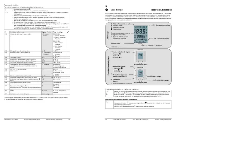 Page 1 de la notice Manuel utilisateur Siemens RDD310-EH