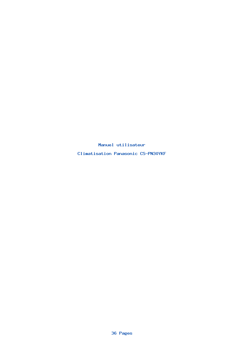 Page 1 de la notice Manuel utilisateur Panasonic CS-PN30YKF