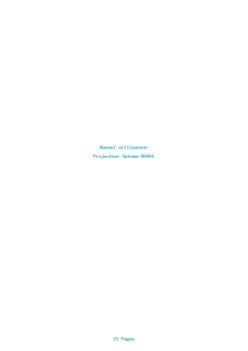 Page 1 de la notice Manuel utilisateur Optoma DH401