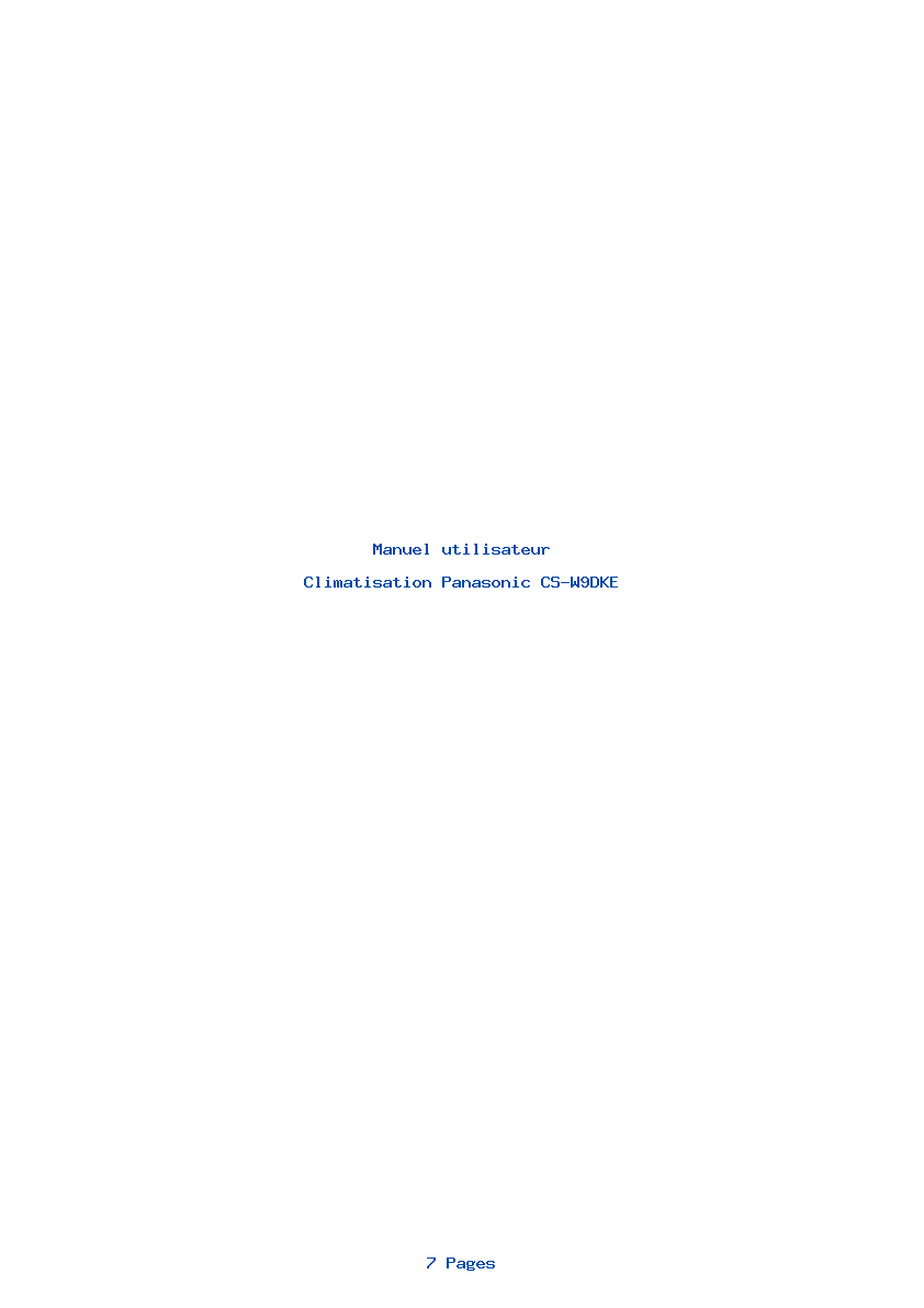 Page 1 de la notice Manuel utilisateur Panasonic CS-W9DKE