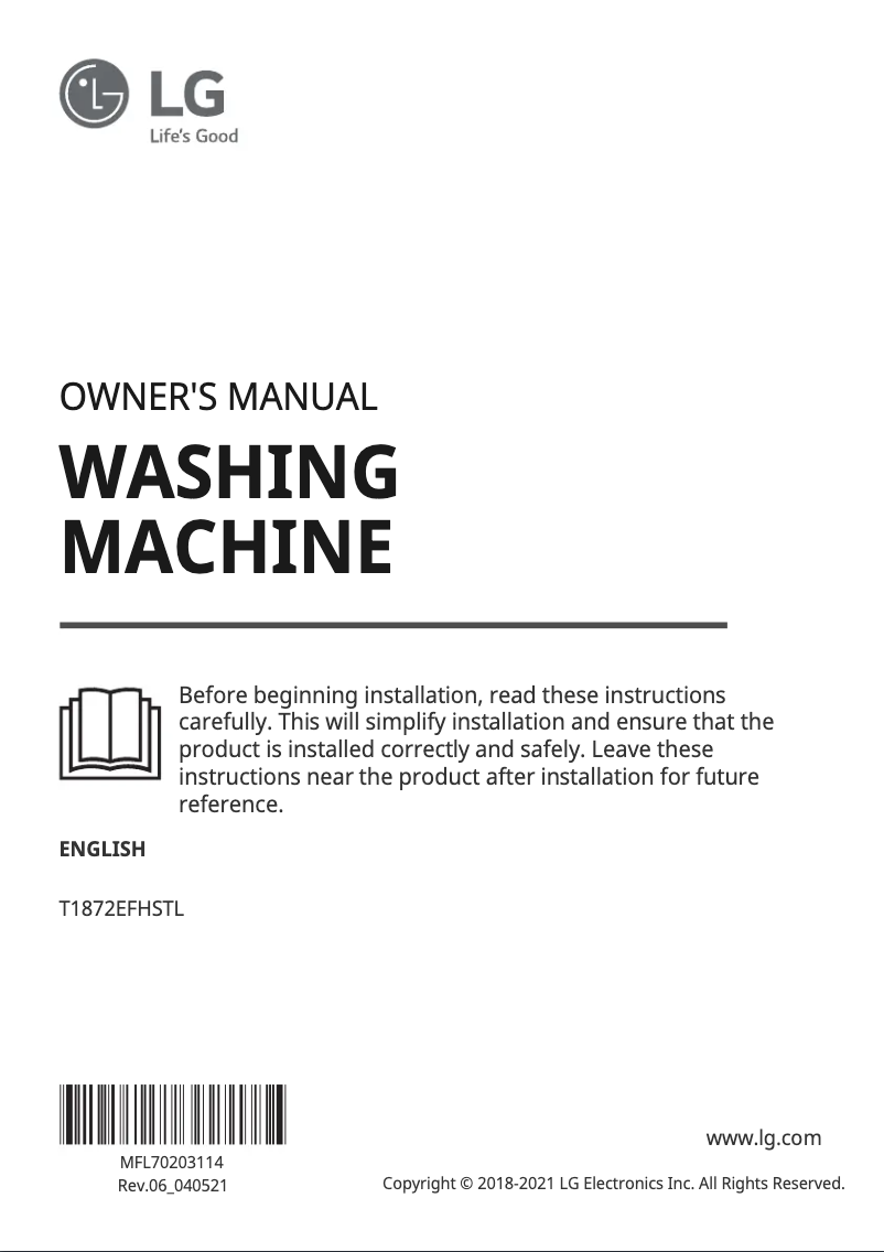 Page 1 de la notice Manuel utilisateur LG T1872EFHSTL