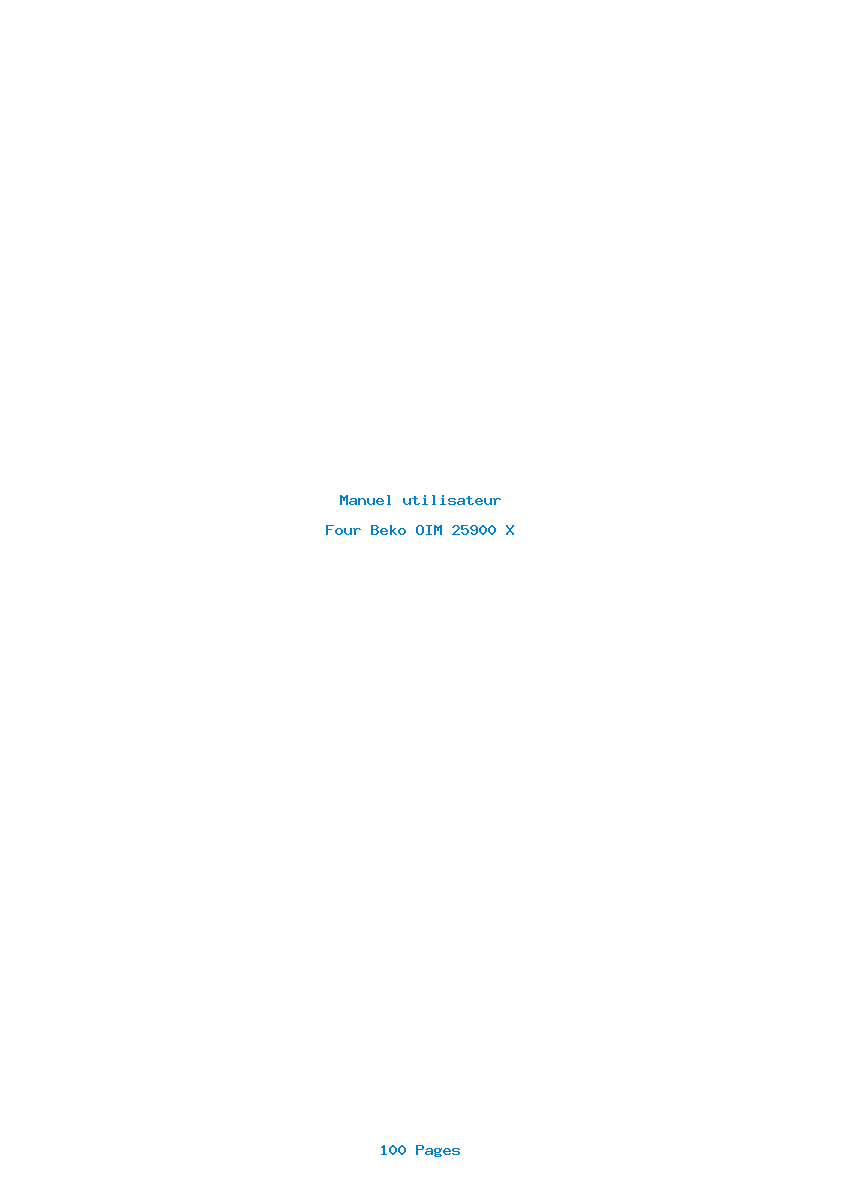 Page 1 de la notice Manuel utilisateur Beko OIM 25900 X