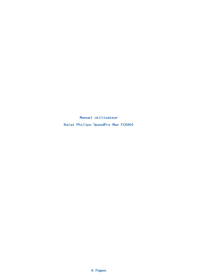 Page 1 de la notice Manuel utilisateur Philips SpeedPro Max FC6801