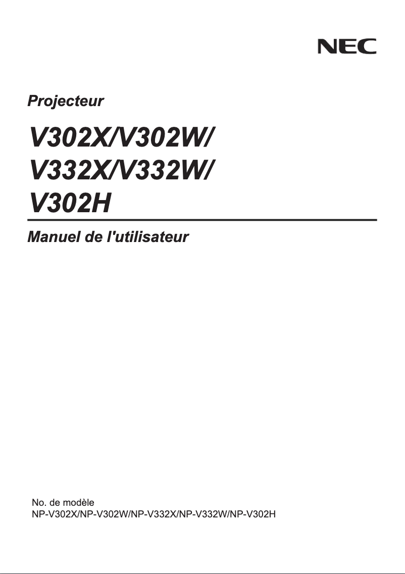 Page 1 de la notice Manuel utilisateur NEC V302X