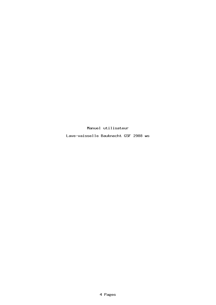 Page 1 de la notice Manuel utilisateur Bauknecht GSF 2988 ws