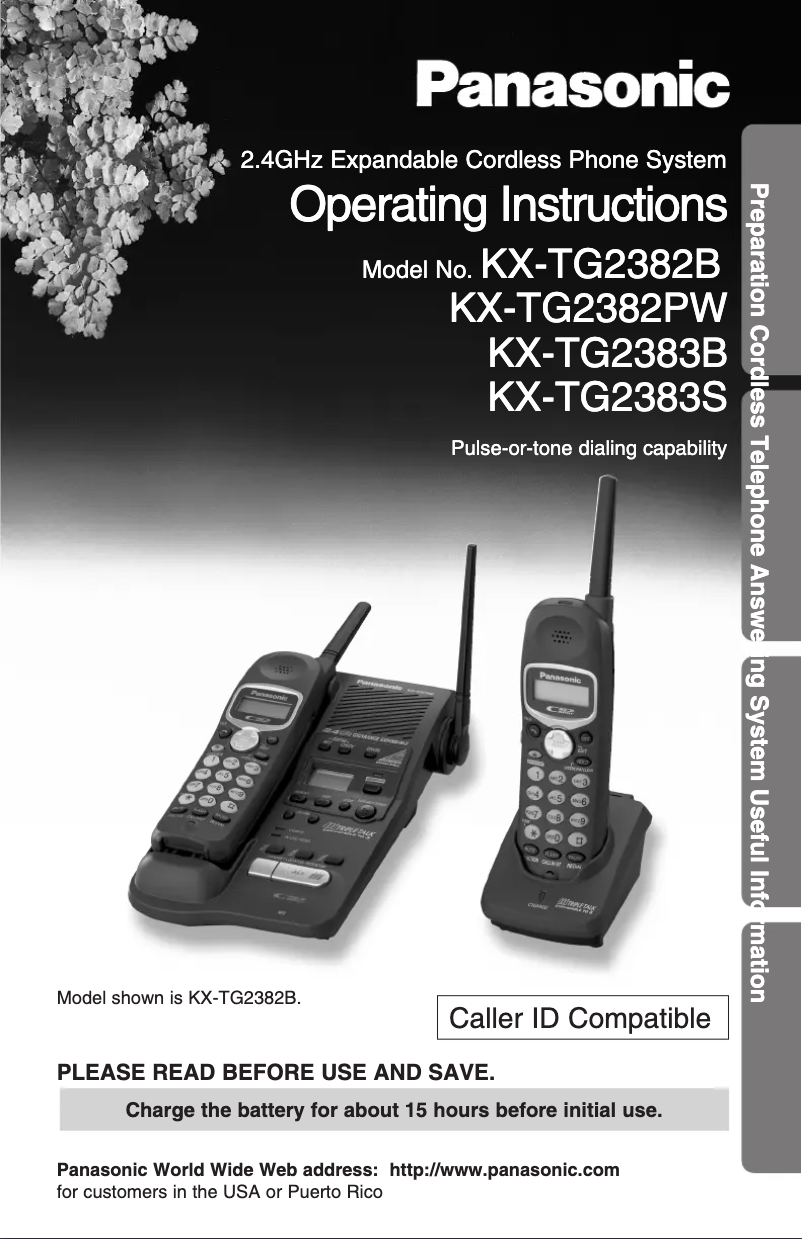 Imagen de la primera página del manual del dispositivo KX-TG2382B