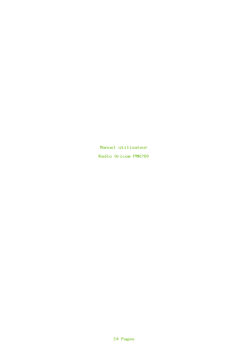 Page 1 de la notice Manuel utilisateur Oricom PMR780