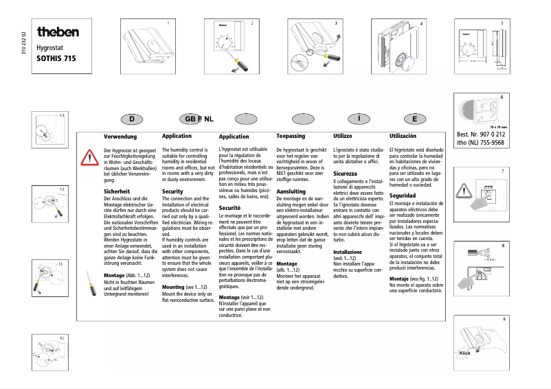 Página 1 del manual Manual de usuario Theben Hygrostat SOTHIS 715