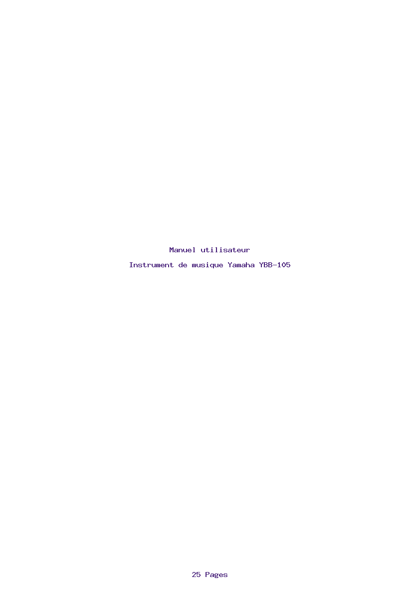 Page 1 de la notice Manuel utilisateur Yamaha YBB-105